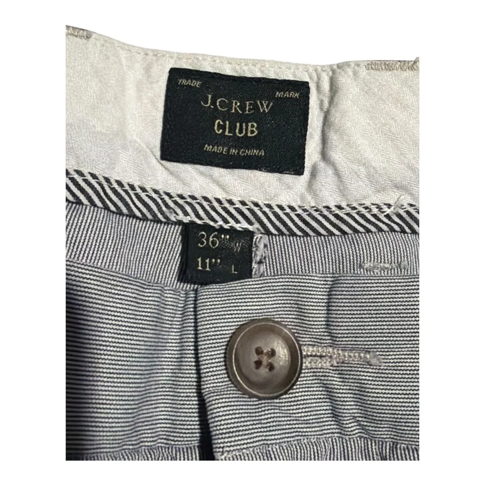 J crew y2k chino flat front shorts preppy gray white micro stripes men's size 36